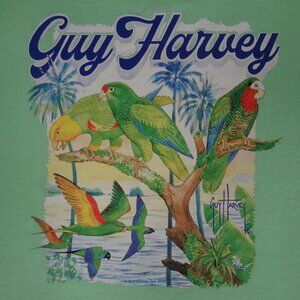 GUY HARVEY PARROTS FLYING OVER OCEAN GREEN 2XL WOMEN T-SHIRT L359